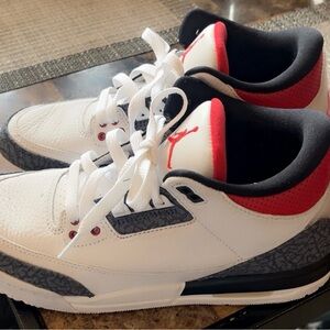 Jordan White Red Black Leather Low-Top Sneakers